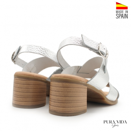 Sandalias plata Tacon Tiras