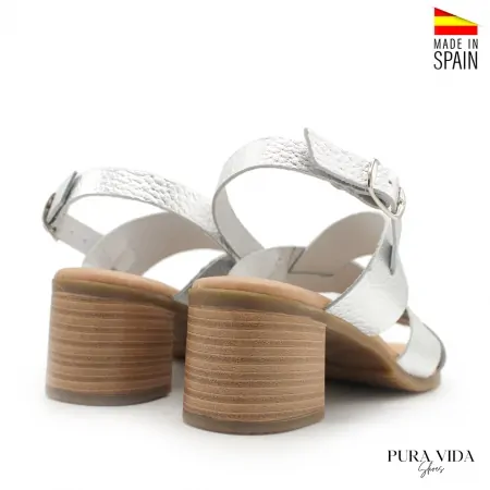Sandalias plata Tacon Tiras