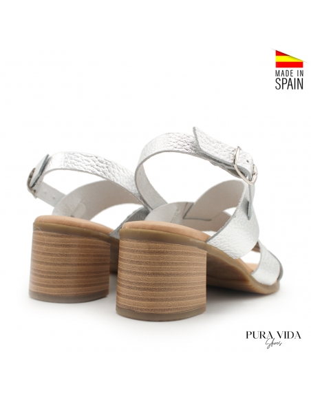 Sandalias plata Tacon Tiras