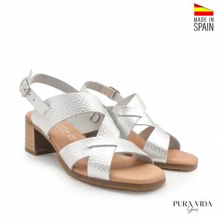 Sandalia Tacon Tiras piel