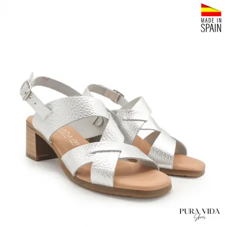 Sandalia Tacon Tiras piel