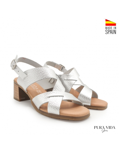 Sandalia Tacon Tiras piel