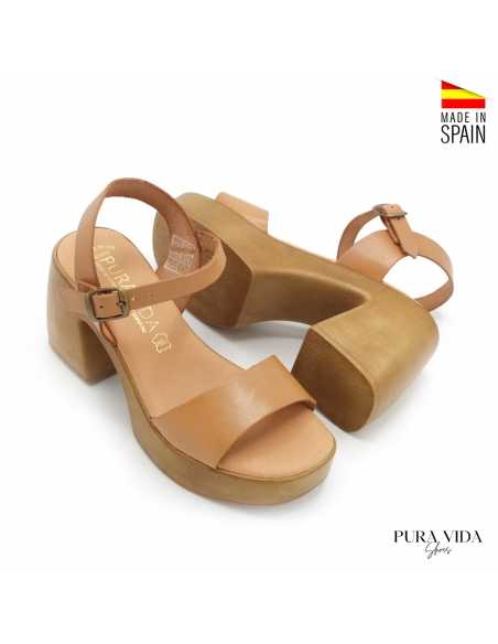 sandalias plataforma tacon camel