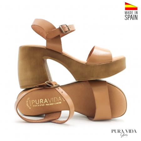 sandalias plataforma tacon piel
