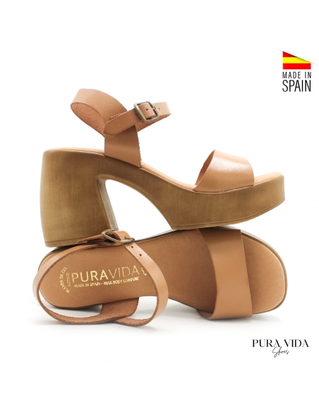 sandalias plataforma tacon piel