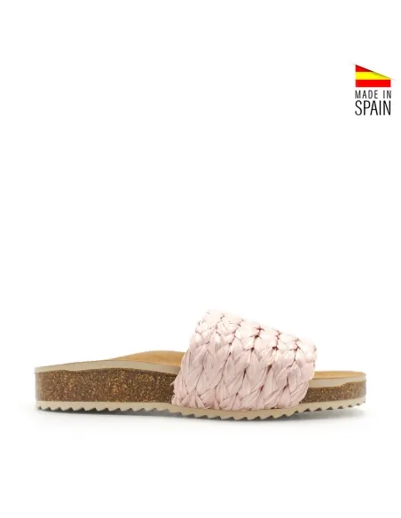 Sandalia bio rafia trenzada rosa