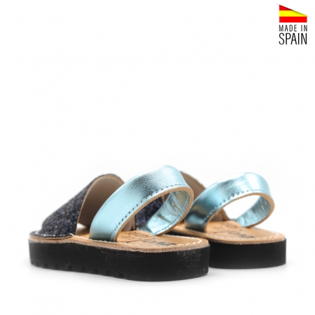 menorquinas niña purpurina AZUL