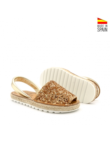 Menorquinas Doradas glitter niña