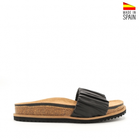 Sandalia con Pala ancha arrugada de piel Calzados Elche