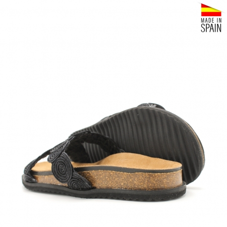 Sandalias Rafia negra mujer
