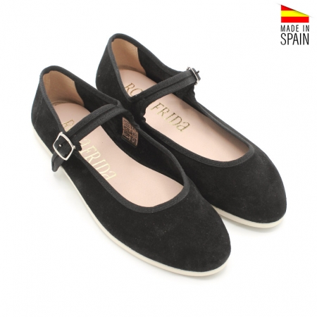 manoletinas piel negras mujer