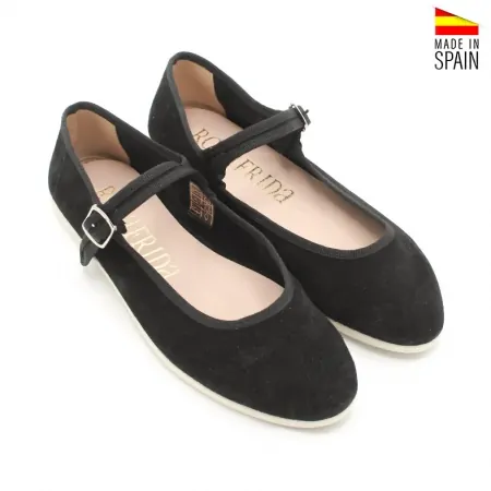 manoletinas piel negras mujer