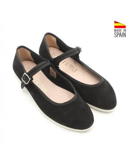 manoletinas piel negras mujer