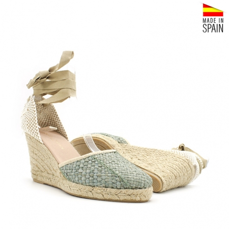 alpargata de rafia verde