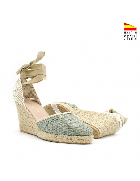 alpargata de rafia verde