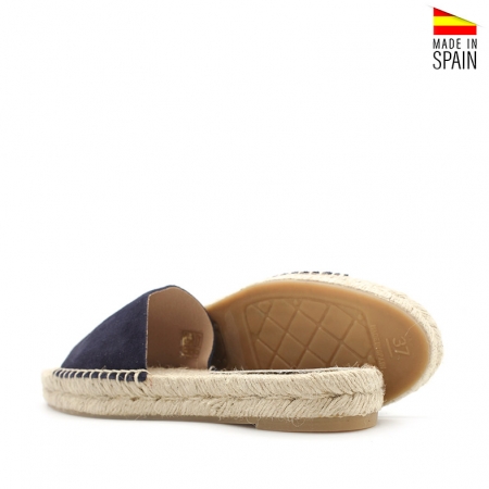 chancla piel mujer azul marino