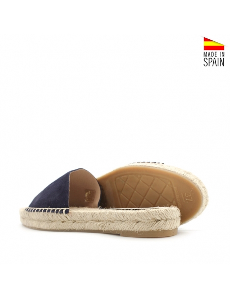 chancla piel mujer azul marino