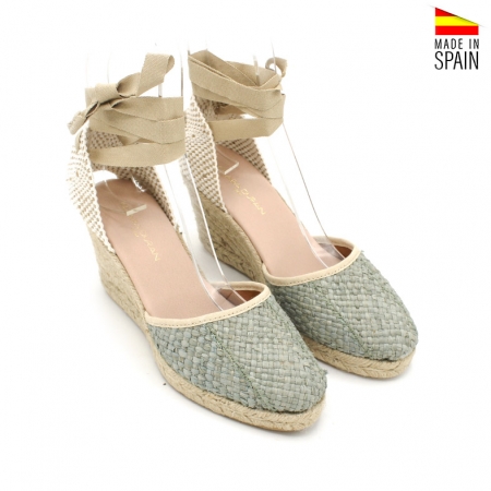 alpargata de rafia verde turquesa