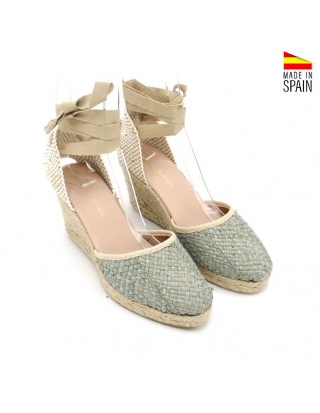 alpargata de rafia verde turquesa