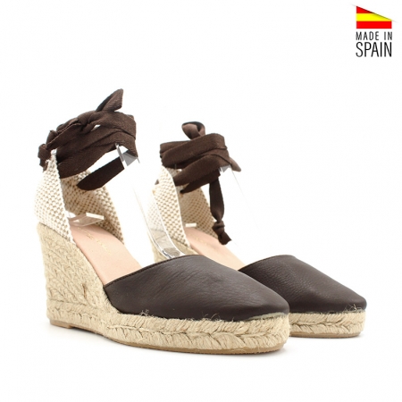 alpargatas cuña ante marron cordones