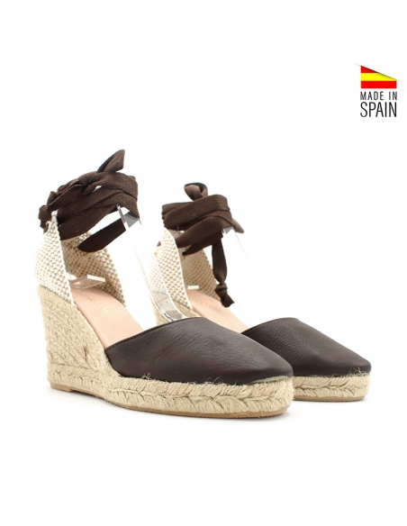 alpargatas cuña ante marron cordones