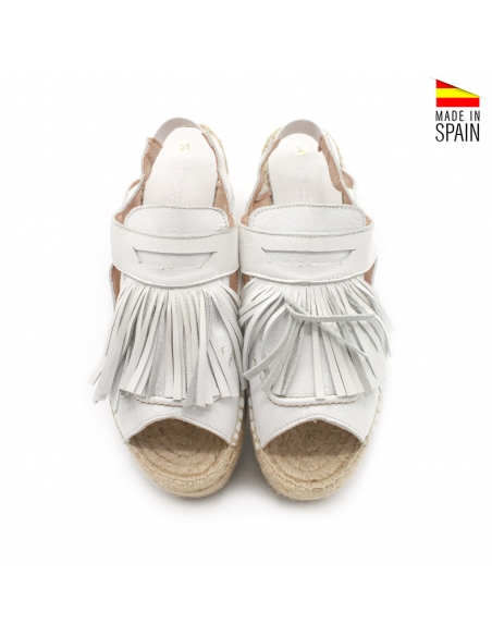 sandalia flecos blanca