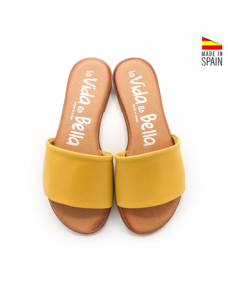 sandalia pala piel amarilla
