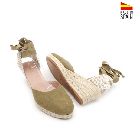 alpargatas con cuña verde oliva