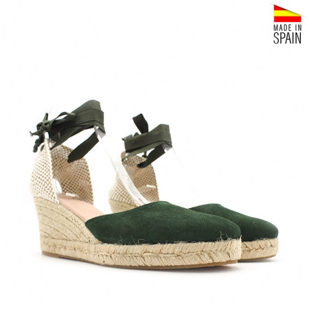 Alpargata verde bosque con cuña media...