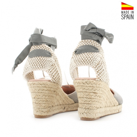 Alpargata gris con cuña media de ante