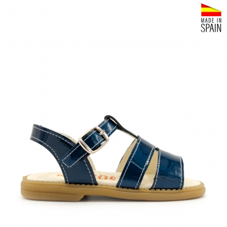 sandalias niña charol azul marino