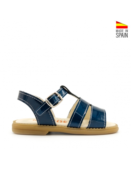 sandalias niña charol azul marino