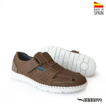 sandalias hombre piel marron
