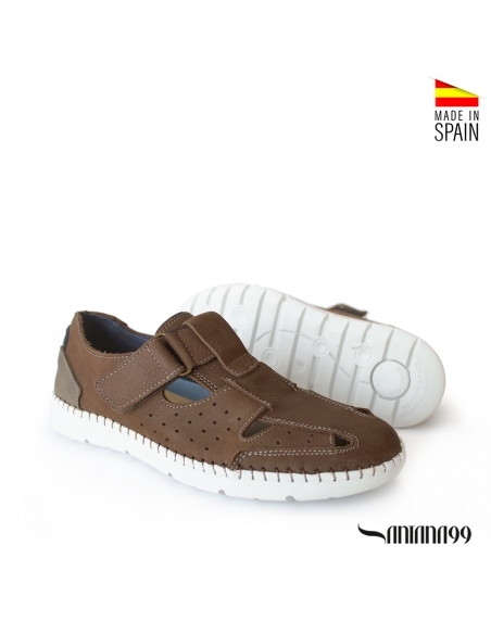 sandalias hombre piel marron