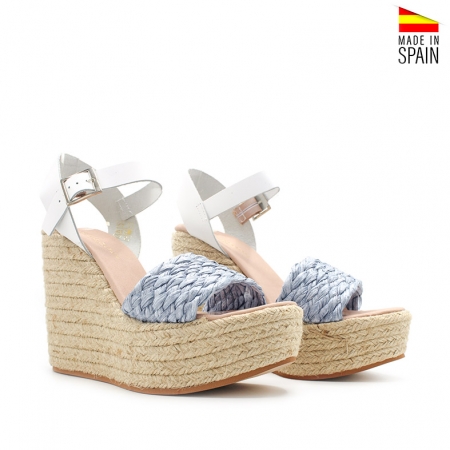 sandalia de rafia con cuña