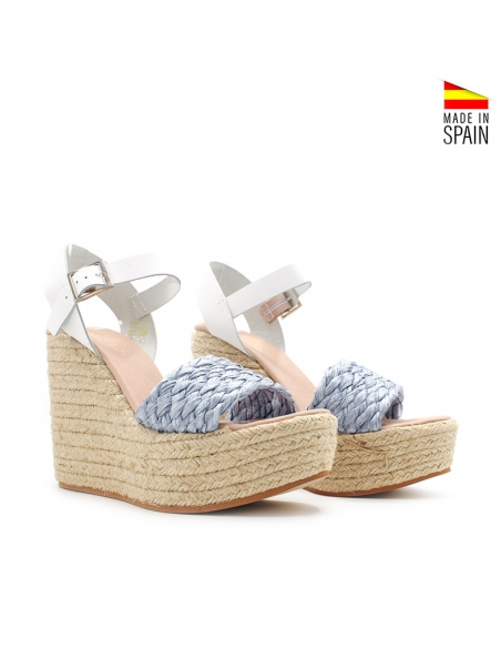 sandalia de rafia con cuña