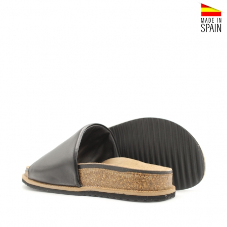 sandalia negra pala ancha mujer