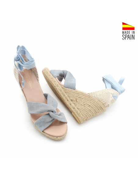 sandalias cuña azul claro