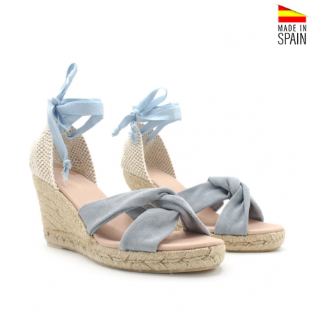 sandalia cuña esparto azul
