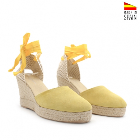 alpargata mujer cuña amarilla