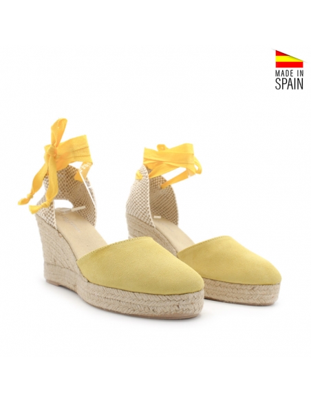 alpargata mujer cuña amarilla