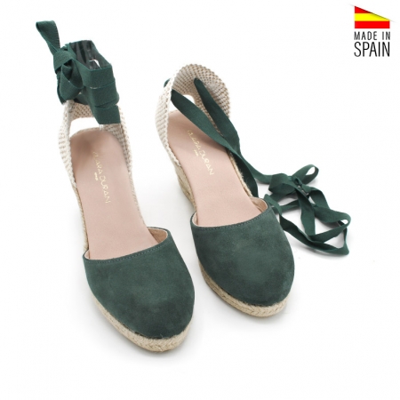 Alpargatas Elegantes de Ante en color Verde Botella