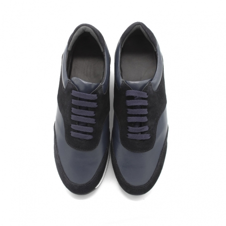 zapatillas de piel hombre azul marino