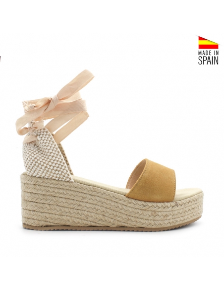 Sandalia cuña MOSTAZA