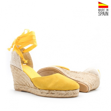 valencianas cuña piel amarilla