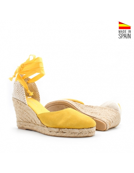valencianas cuña piel amarilla