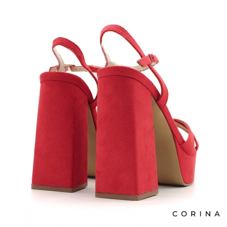 Sandalias super altas de Tacón y Plataforma en color Rojo