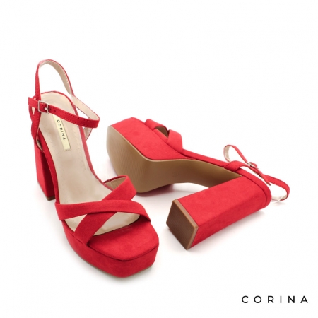 sandalias plataforma alta rojas