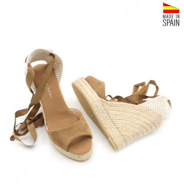 Sandalia cuña esparto camel
