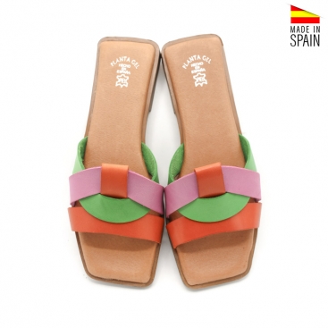 sandalias multicolor piel